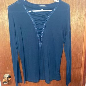 Green lace up long sleeve